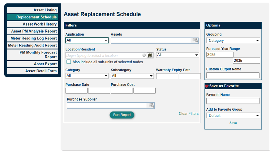 Asset Replacement Schedule
